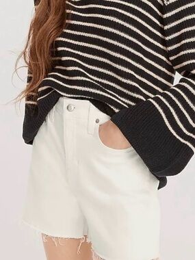 J crew Factory High Rise Jean Shorts 6” White Distressed Raw Hem NWT